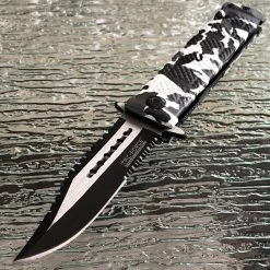 7.5" Tac Force White Snow Camo Rescue Assisted Pocket Knife