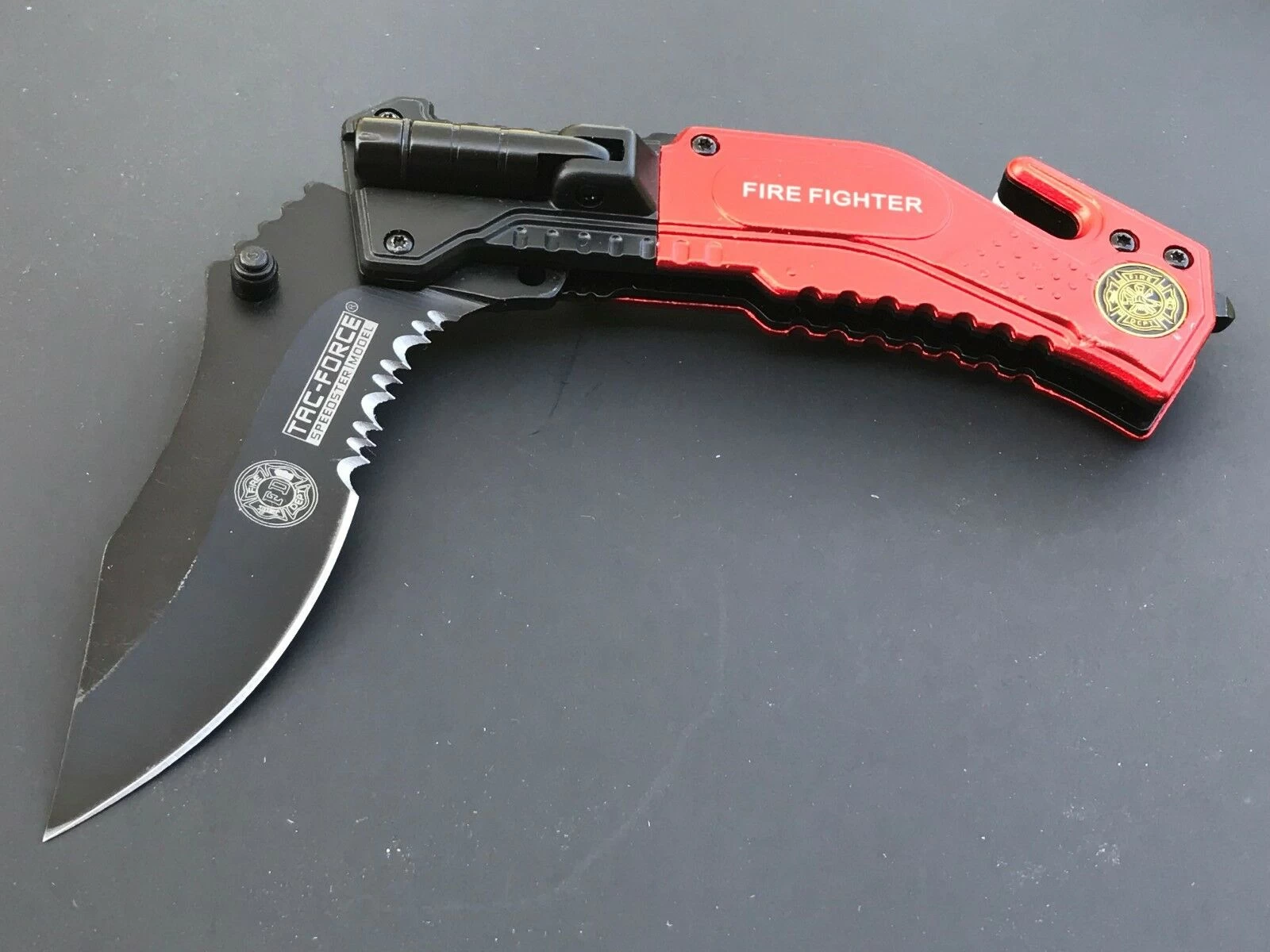 8" Tac Force Tactical Fire Dept Rescue Pocket Knife W/ LED Flashlight - Image 9