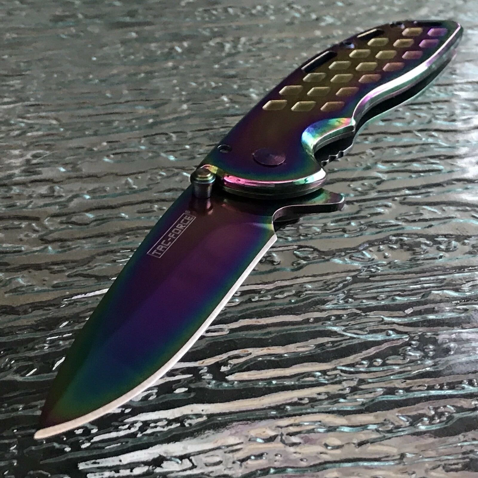 7" Tac Force Titanium Coated Rainbow Assisted Tactical Folding Knife - Image 4