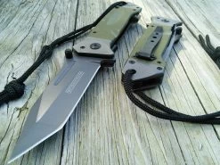 8.5" Military Combat Green Tanto Tactical Folding Rescue Pocket Knife