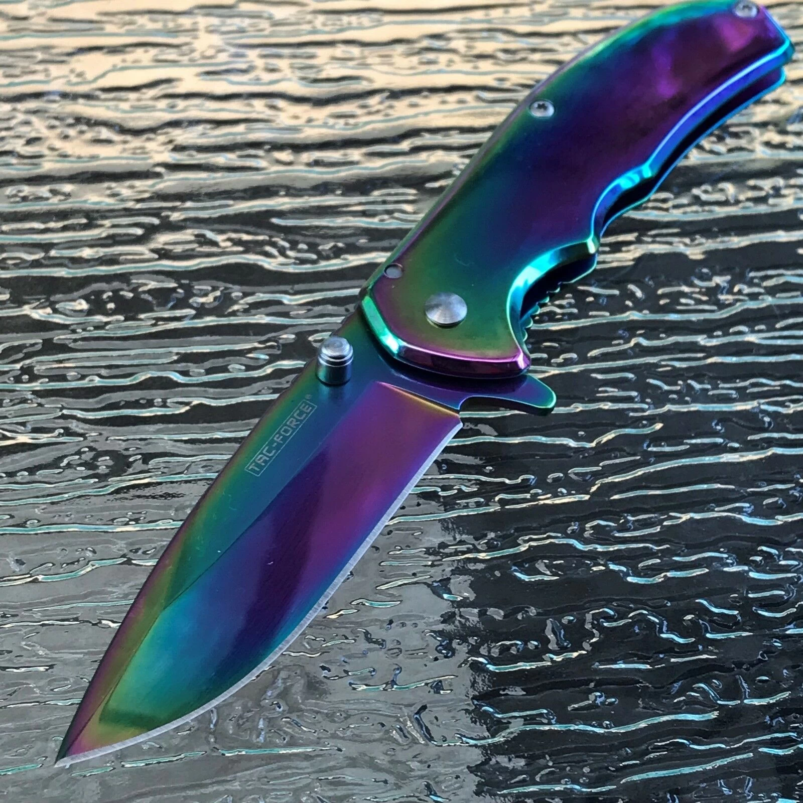 7" Tac Force Executive Rainbow Mirror Tactical Folding Pocket Knife - Image 4