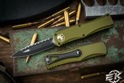Microtech Hera OTF Automatic Knife OD Green 3" Dagger Black Serrated 702-3 OD