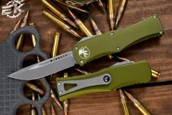 Microtech Hera OTF Automatic Knife OD Green 3" Drop Point Apocalyptic Stonewash 703-10APOD