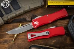 Microtech Hera OTF Automatic Knife Red 3" Drop Point Apocalyptic Stonewash 703-10APRD