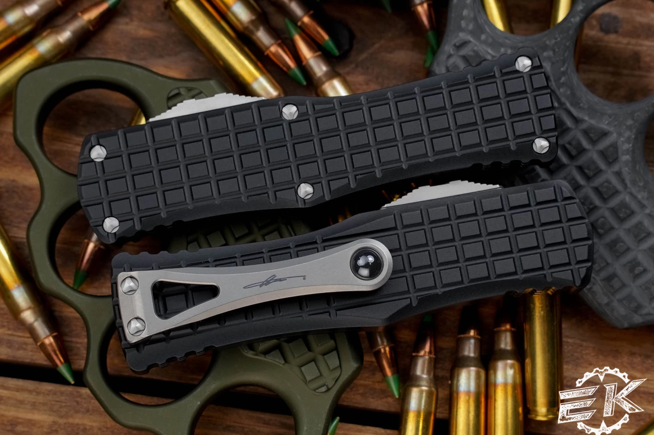 Microtech Hera Frag OTF Automatic Knife Black 3" Drop Point Stonewash 703-10FRS - Image 3