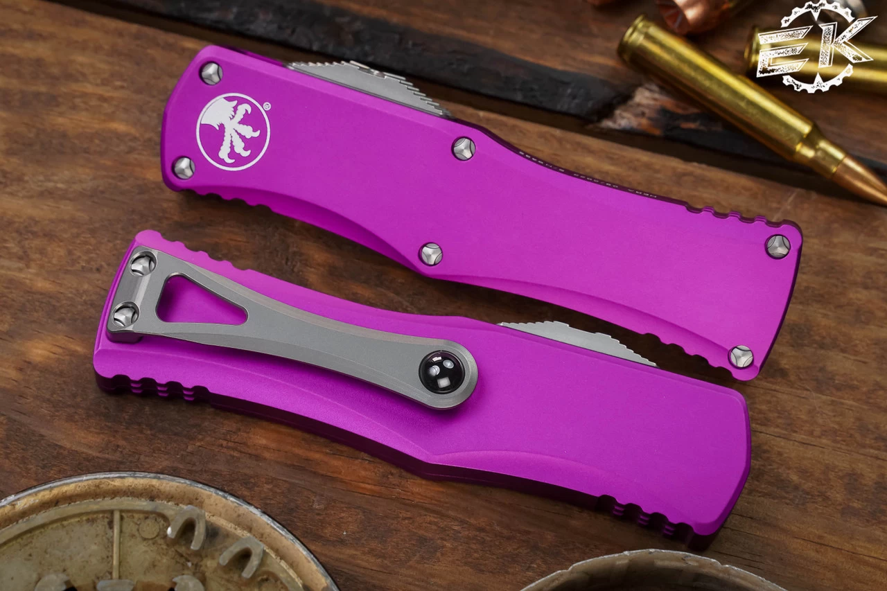 Microtech Hera OTF Automatic Knife Violet 3" Drop Point Stonewash 703-10VI - Image 3
