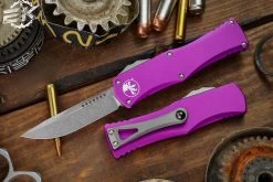 Microtech Hera OTF Automatic Knife Violet 3" Drop Point Stonewash 703-10VI