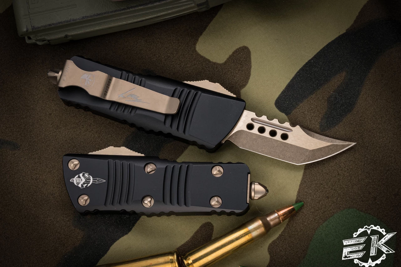 Microtech "Troodon Mini" OTF Automatic Knife 1.9" Hellhound Bronze 819-13S - Image 2