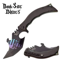 Dark Side Blades U.S. Flag Blue Purple Skull Fantasy Cool Pocket Knife