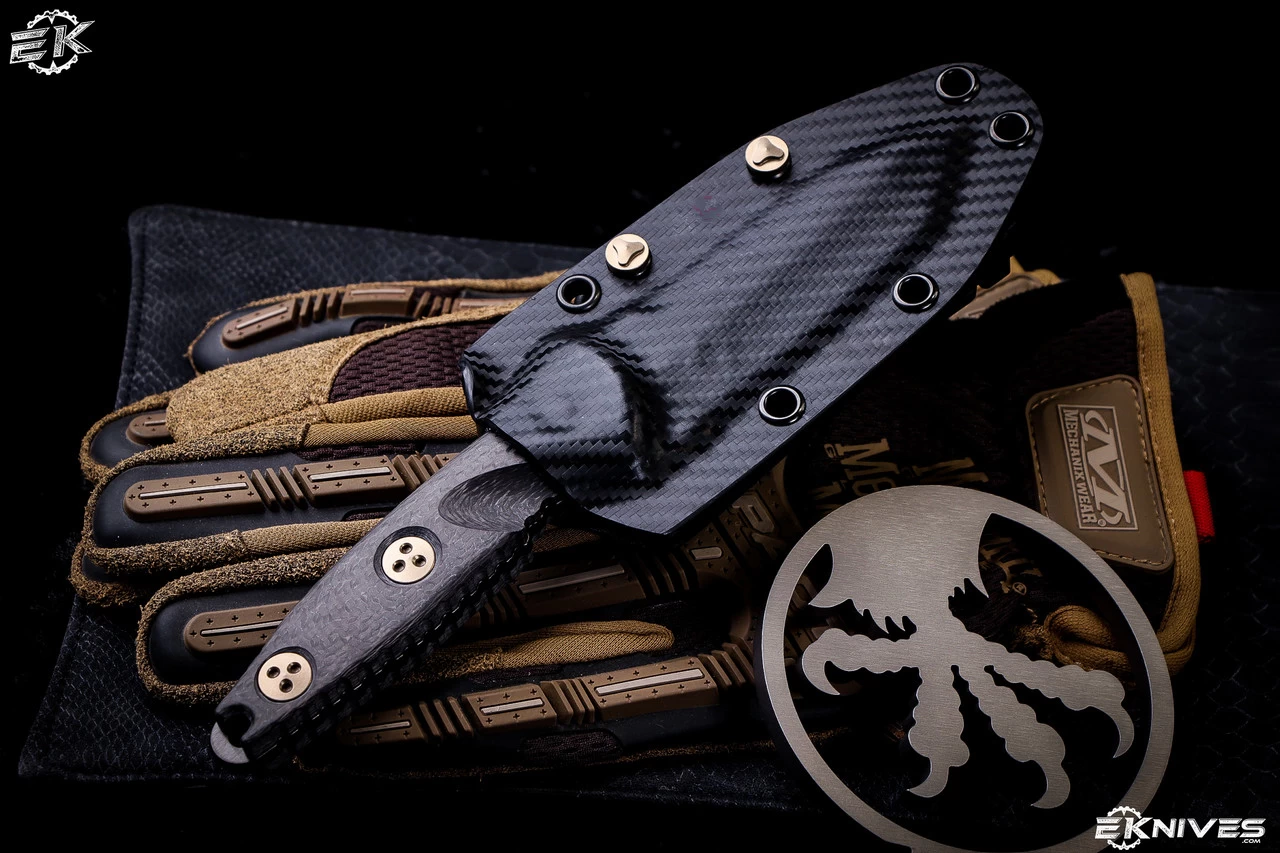 Microtech Socom Alpha Mini Fixed Blade Knife Carbon Fiber 3.72" DLC Tanto Serrated 114M-3DLCCFS - Image 3