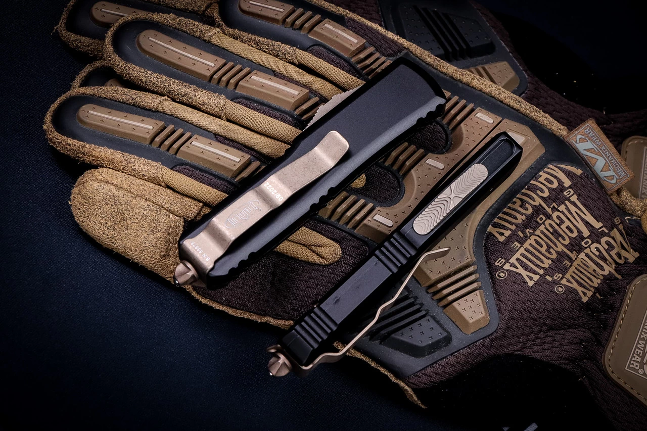 Microtech UTX-85 Spartan OTF Automatic Knife 3" Bronze Apocalyptic 230-13AP - Image 2