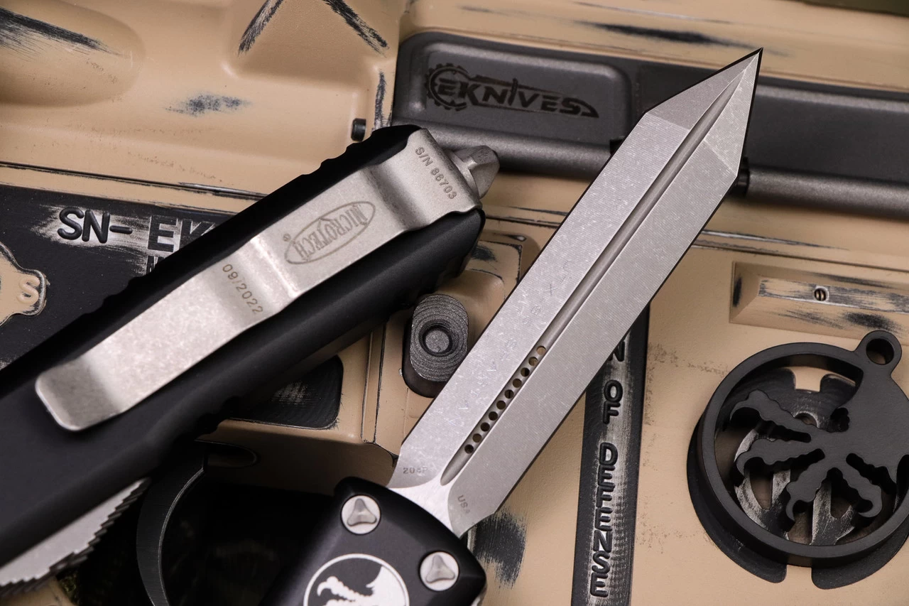 Microtech UTX-85 Spartan OTF Automatic Knife 3" Stonewash 230-10AP - Image 2