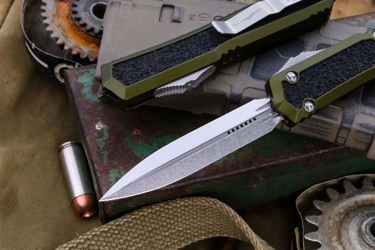 Microtech Makora OTF Automatic Knife OD Green (Nickel Boron Internals) 3.25" Stonewash Dagger 206-10ODS - Image 2