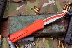 Microtech Combat Troodon Rescue OTF Knife Orange Frag 3.8" Orange Serrated 601-3CORHS