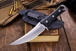 Microtech Borka SBK Fixed Blade Knife 5.25" Persian Serrated Stonewash 200-12