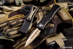 Microtech Hera OTF Automatic Knife Black 3" Dagger Bronze 702-13