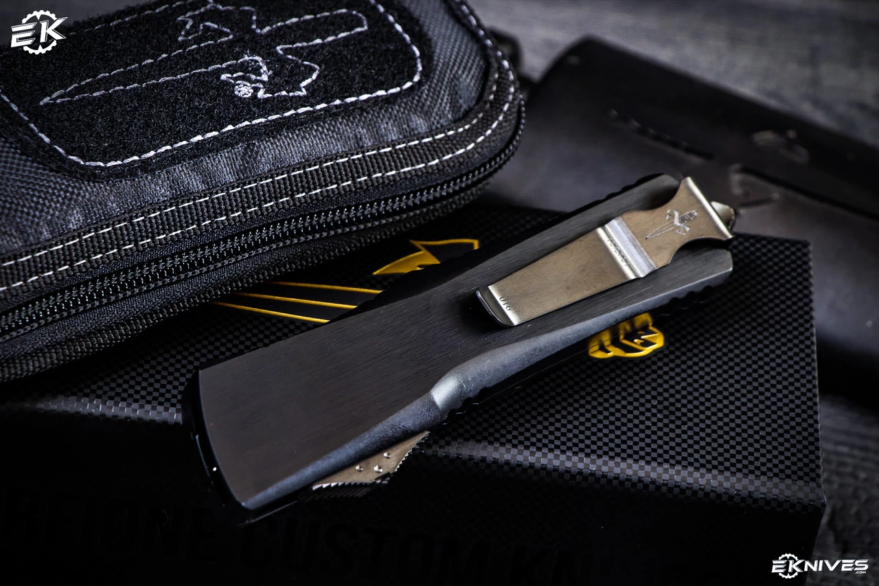 Marfione Custom "Combat Troodon" Dagger Relief OTF Automatic 3.8" DLC Satin Tanto Star Grind - Image 3