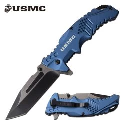 8.25" USMC Marines Official Spring Assisted Pocket Knife MA1058BL
