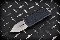 Microtech Knives Exocet Dagger CA Legal OTF Automatic Knife Stonewash Blade Black Handle 157-10