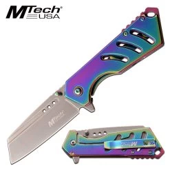 MTech USA Heavy Duty Tanto Blade Rainbow Colorful Unique Pocket Knife