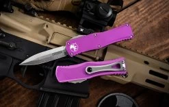 Microtech Hera OTF Automatic Knife Violet 3" Dagger Stonewash 702-10VI