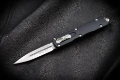 Microtech Knives Dirac D/E OTF Automatic Knife Stonewash Blade W/ Black Handle - 225-10