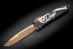 Microtech Knives Ultratech Signature Series S/E OTF Automatic Knife Bronzed Apocalyptical Standard Blade Black Handle W/ Molon Labe Engraving 121-13MLS