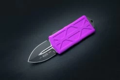 Microtech Knives Exocet Dagger CA Legal OTF Automatic Knife Black Blade W/ Violet Handle 157-1VI