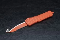 Microtech Knives Combat Troodon HS Rescue OTF Automatic Knife Orange Full Serrated Blade W/ Orange Frag Handle - 601-3ORHS