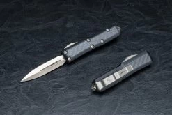 Microtech Knives Signature Series Daytona D/E OTF Automatic Knife Bronze Blade W/ Carbon Fiber Handle - 126-13CFIS