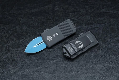 Microtech Knives Exocet D/E Jedi Knight CA Legal OTF Automatic Knife Blue Blade W/ Black Handle - 157-1JK