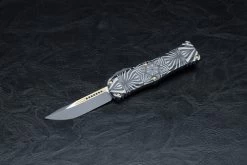 Microtech Knives Hera Signature Series S/E OTF Automatic Knife Two Toned Black W/ Gold Accents Blade And Source Artwork Handle - 703-1TSOS