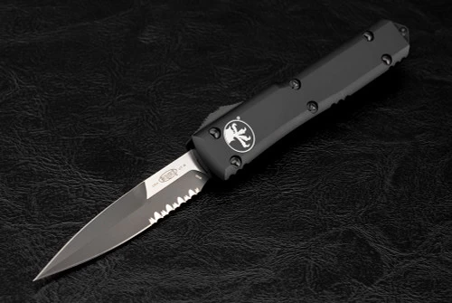 Microtech Knives Ultratech Bayonet OTF Automatic Knife Tactical Black Partially Serrated Blade 120-2T