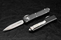 Microtech Knives Ultratech D/E OTF Automatic Knife Apocalyptic Blade Black Handles - 122-10AP