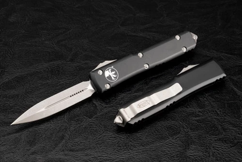 Microtech Knives Ultratech D/E OTF Automatic Knife Apocalyptic Blade Black Handles - 122-10AP