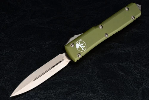 Microtech Knives Ultratech D/E OTF Automatic Knife Bronze Blade W/ OD Green Handle - 122-13OD
