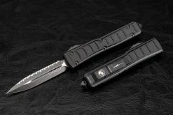 Microtech Knives Ultratech II Signature Series D/E OTF Automatic Knife Tactical Blackout Serrated Blade - 122II-3TS