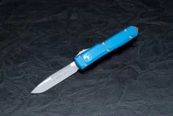 Microtech Knives Ultratech S/E OTF Automatic Knife Stonewashed Blade W/ Blue Handle - 121-10BL