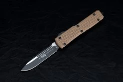 Microtech Knives Ultratech Signature Series S/E OTF Automatic Knife Black Blade And Tan Frag G-10 Top And Black Aluminum Handle - 121-1FRGTTAS