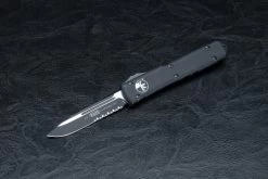 Microtech Knives Ultratech T/E OTF Automatic Knife Stonewash Blade Contoured Black Handle - 123-10