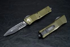 Microtech Knives Combat Troodon D/E OTF Automatic Knife Partially Serrated Black Blade W/ OD Green Handle- 142-2OD