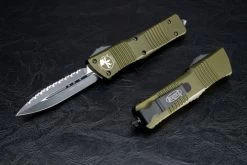Microtech Knives Combat Troodon D/E OTF Automatic Knife One Side Serrated Black Blade W/ OD Green Handle- 142-3OD