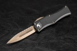 Microtech Knives Hera D/E OTF Automatic Knife Bronze Stonewash One Side Serrated Blade W/ Black Handle- 702-15
