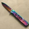 7.25" Spring Assisted Titanium Rainbow Dragon Pocket Knife