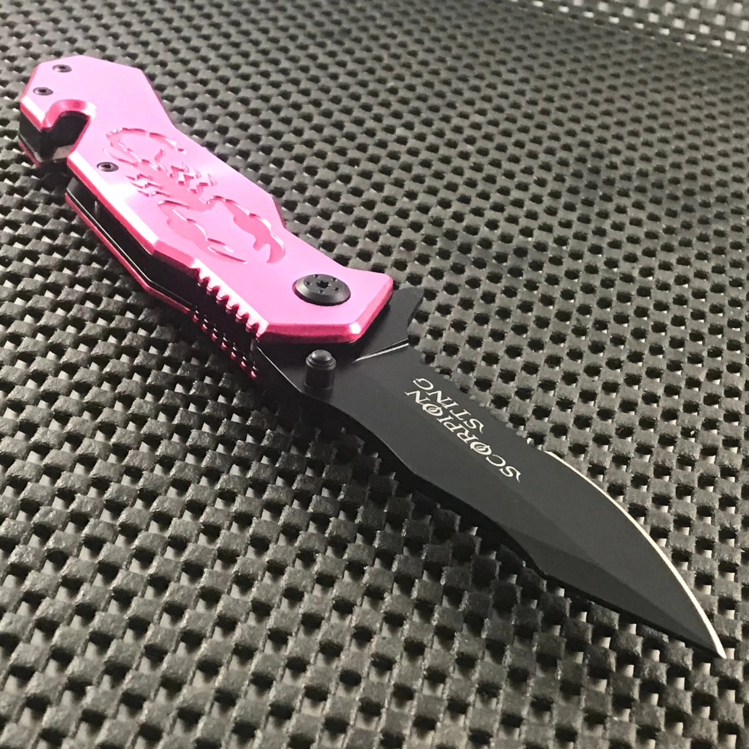 6.5β Tac Force Pink Scorpion Spring Assisted Rescue Fantasy Pocket Knife - Image 6