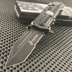 8.75" USMC MARINES TACTICAL SPRING ASSISTED TANTO POCKET KNIFE Blade Folding