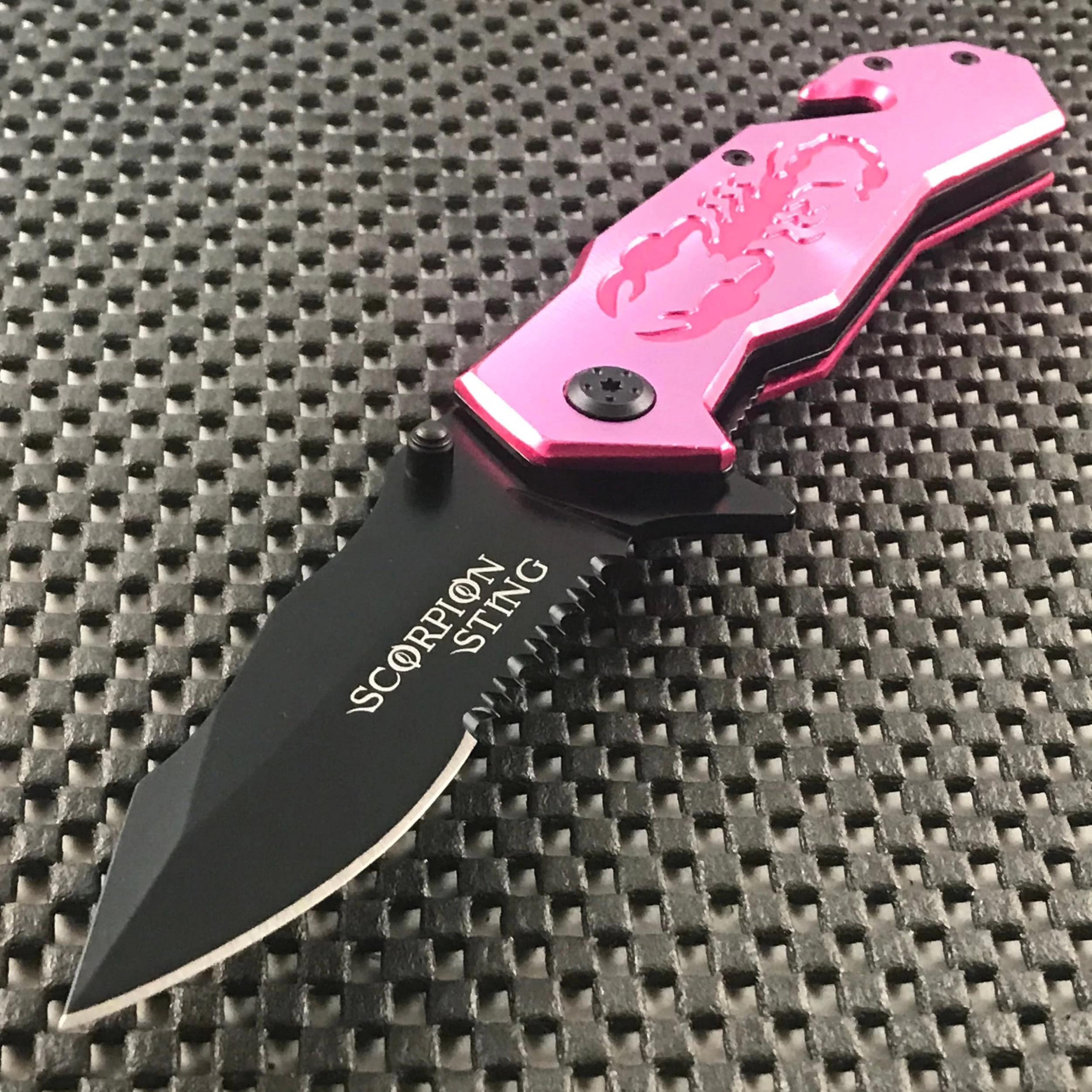 6.5β Tac Force Pink Scorpion Spring Assisted Rescue Fantasy Pocket Knife - Image 2