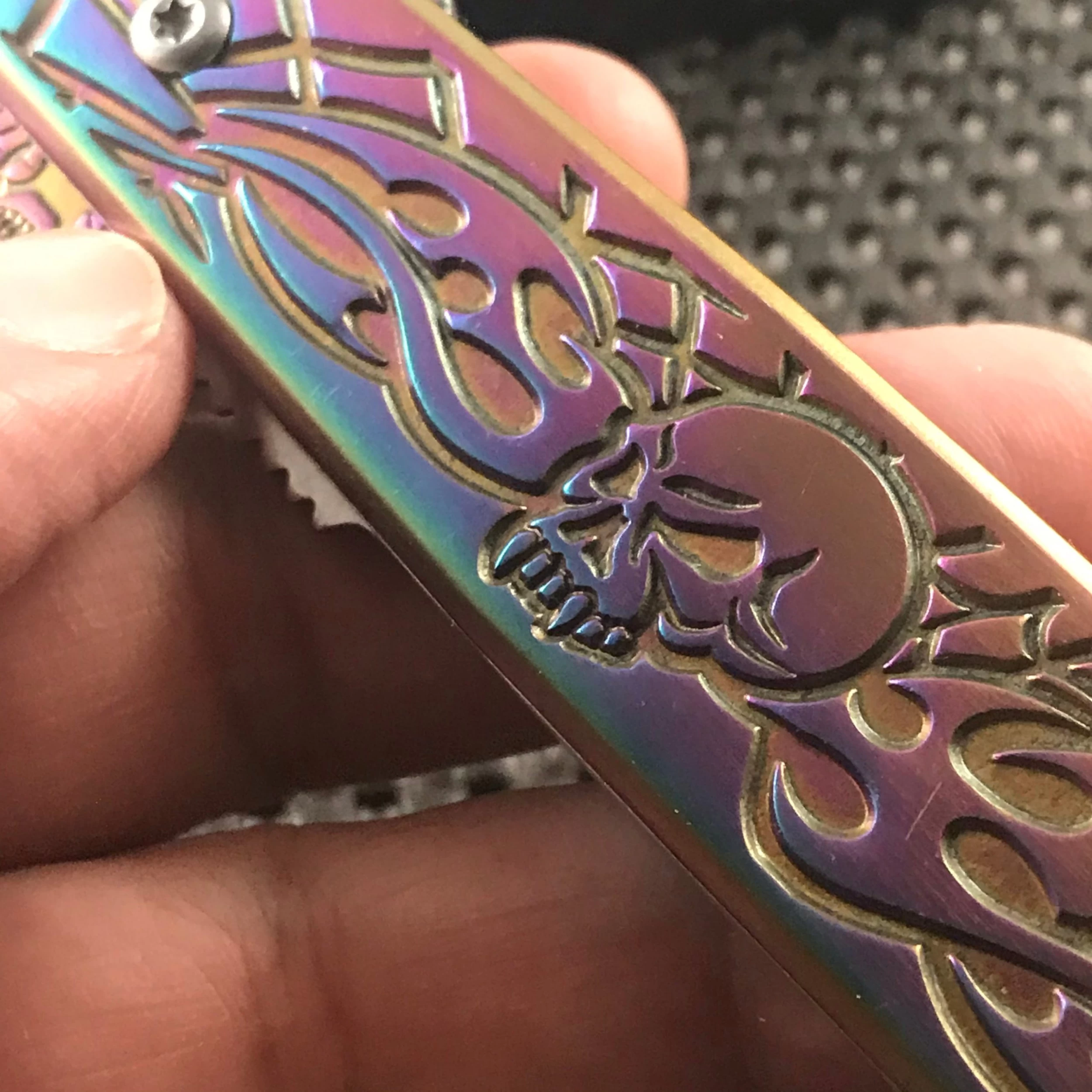 8.5β Tac Force Stiletto Web Skull Assisted Gravedigger Rainbow Outdoor Knife - Image 6