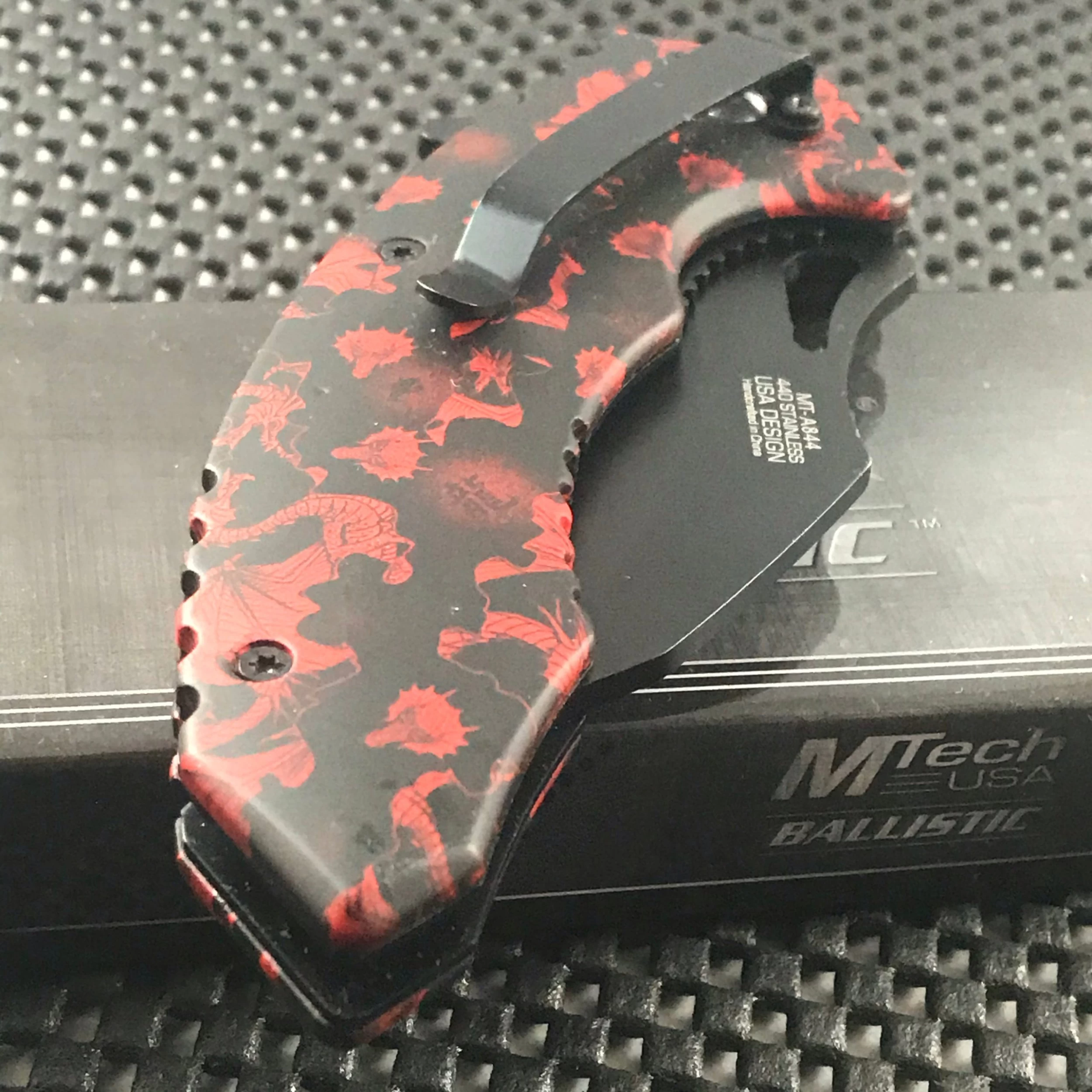 MTech USA Ballistic Tactical Dragon Fantasy Camo Karambit Pocket Knife - Image 8